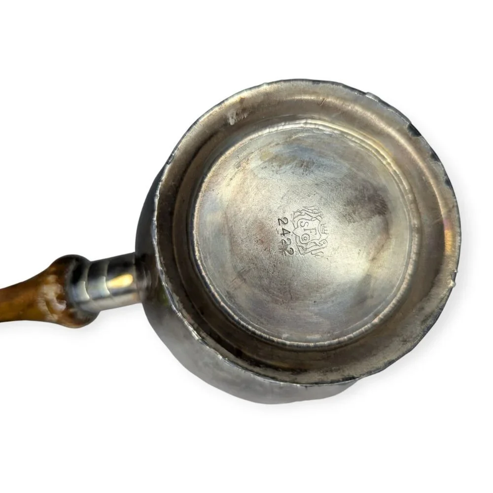 Vintage S.F. Co Silver Plate 2422 Brandy Warmer w/Wooden Handle 10